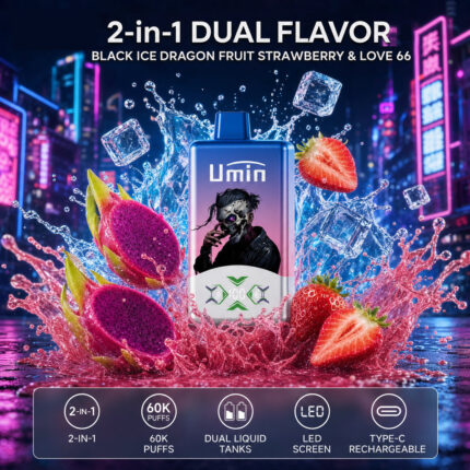 UMIN 2in1 60000 – smak Black Ice Dragon Fruit Strawberry & Love 66